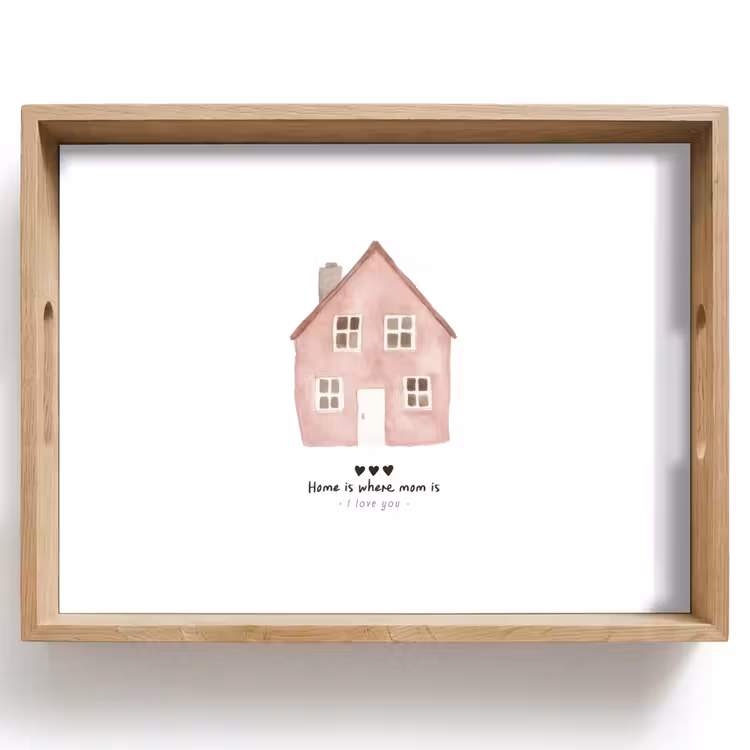 Dienblad - Huisje - Roze - Quote - Moeder — 1