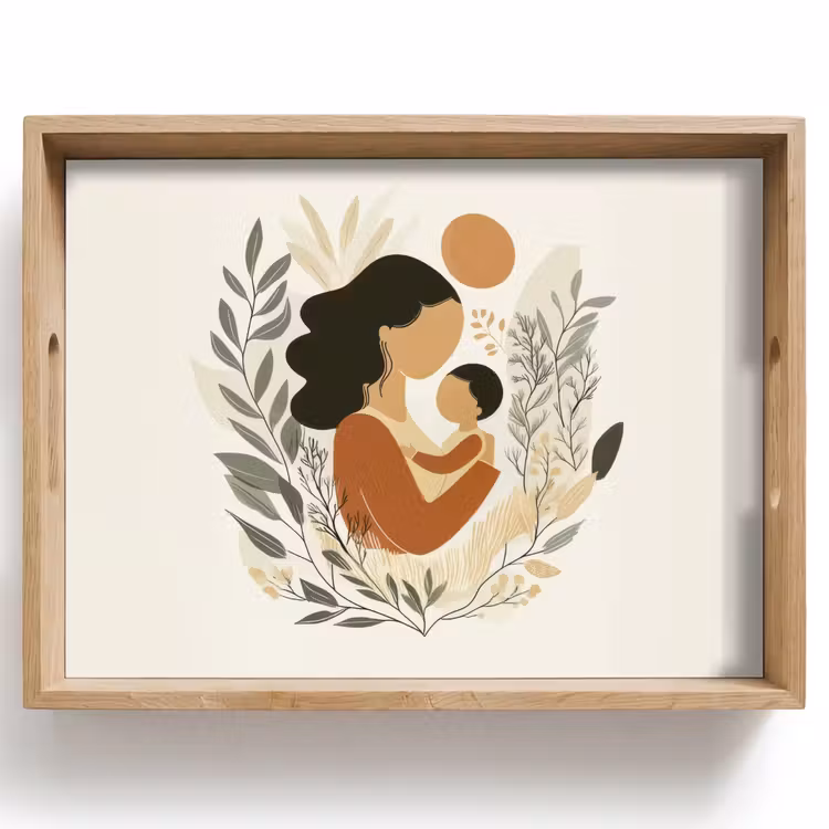 Dienblad - Illustratie - Moeder - Kind - Liefdevol — 1