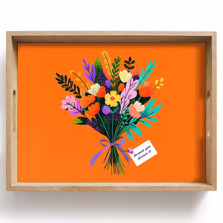 Dienblad - Kaartje - Boeket - Bloemen — 1