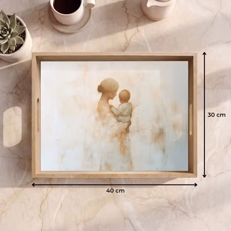 Dienblad - Kind - Moeder - Waterverfschilderij — 9