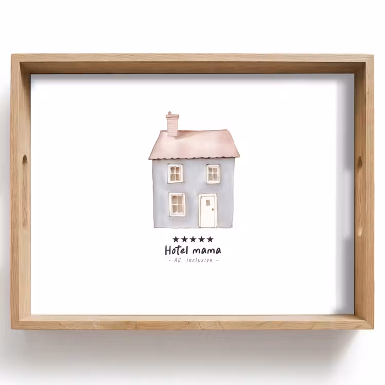 Dienblad - Lichtblauw - Huisje - Mama - Tekst — 1
