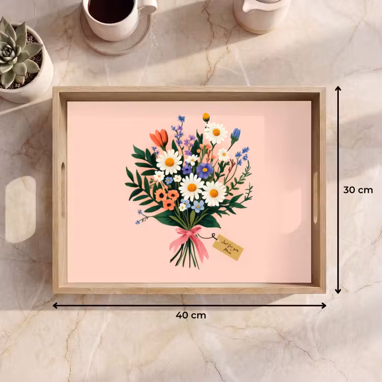 Dienblad - Margrieten - Boeket - Strikje - Roze — 9
