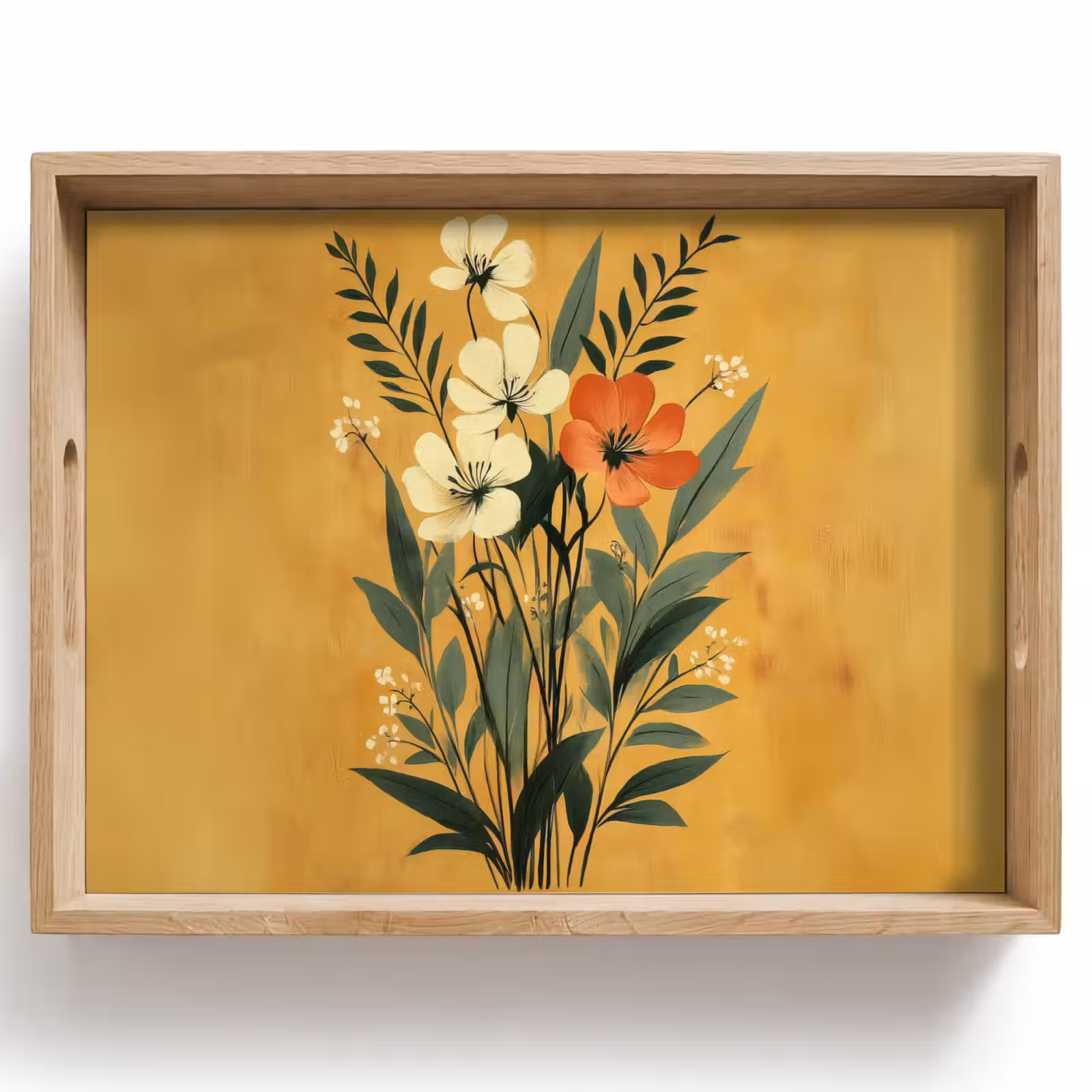 Dienblad - Bladeren - Boeket - Bloemen - Geel — 1