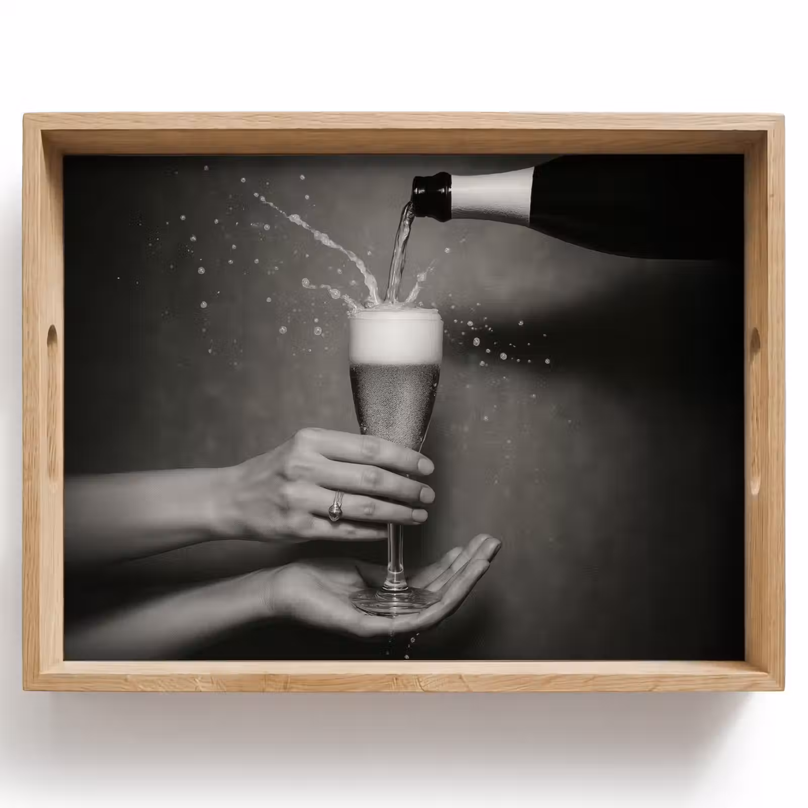 Dienblad - Champagnefles - Glas - Minimalistisch - Spetters — 1
