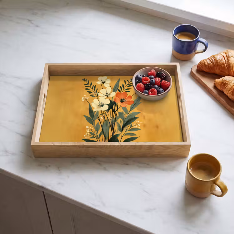 Dienblad - Bladeren - Boeket - Bloemen - Geel — 4