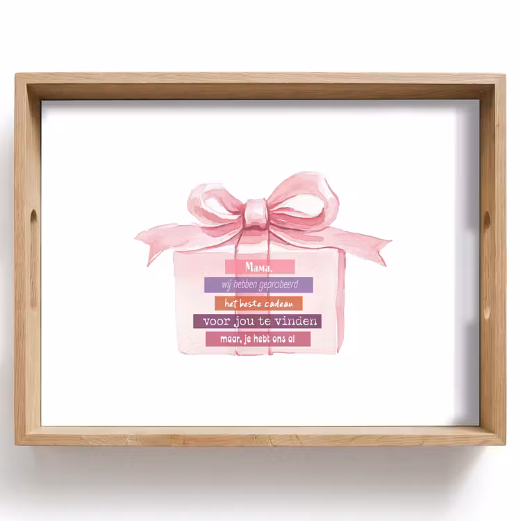 Dienblad - Cadeau - Strik - Tekst - Roze — 1
