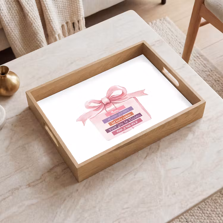Dienblad - Cadeau - Strik - Tekst - Roze — 2