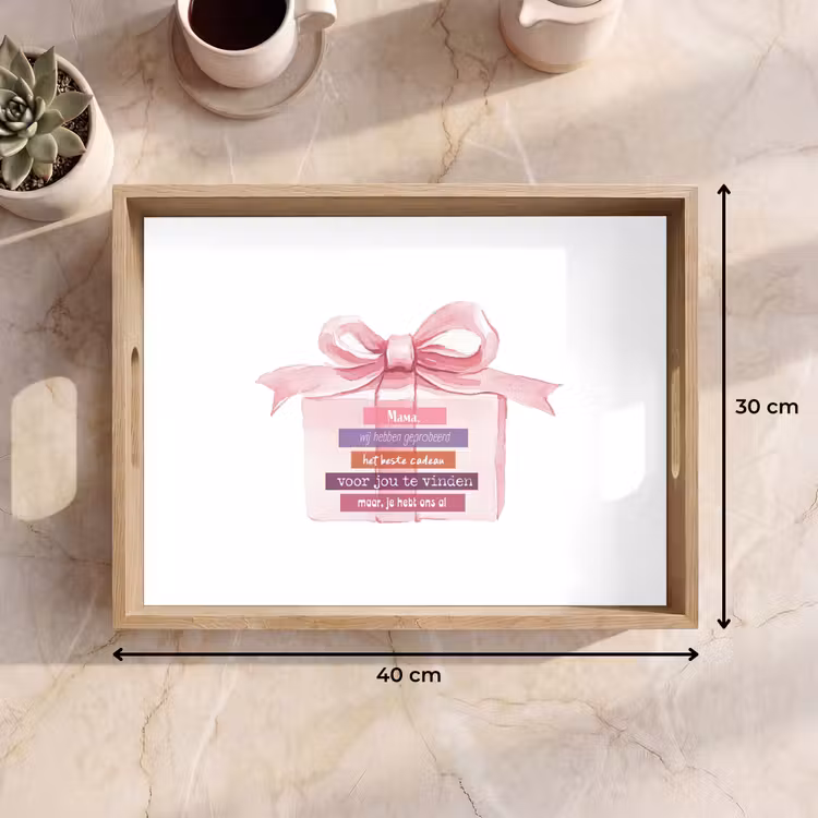 Dienblad - Cadeau - Strik - Tekst - Roze — 9