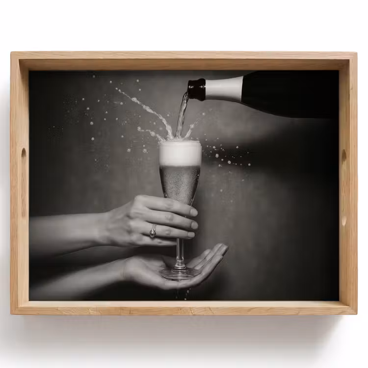 Dienblad - Champagnefles - Glas - Minimalistisch - Spetters — 1