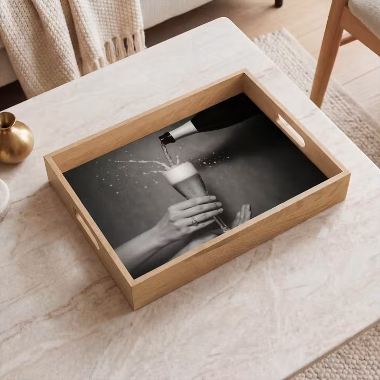 Dienblad - Champagnefles - Glas - Minimalistisch - Spetters — 2