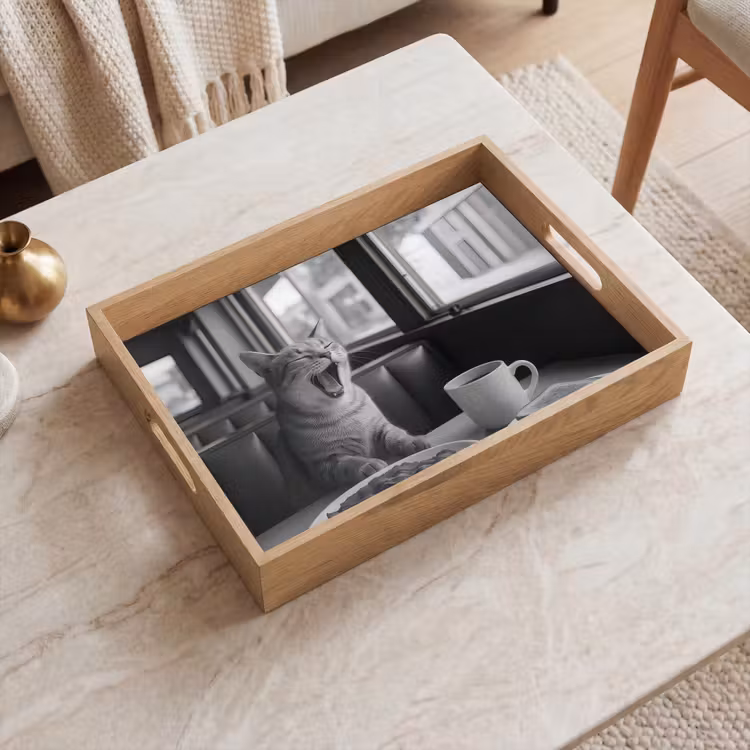 Dienblad - Kat - Koffie - Brood - Zwart — 2