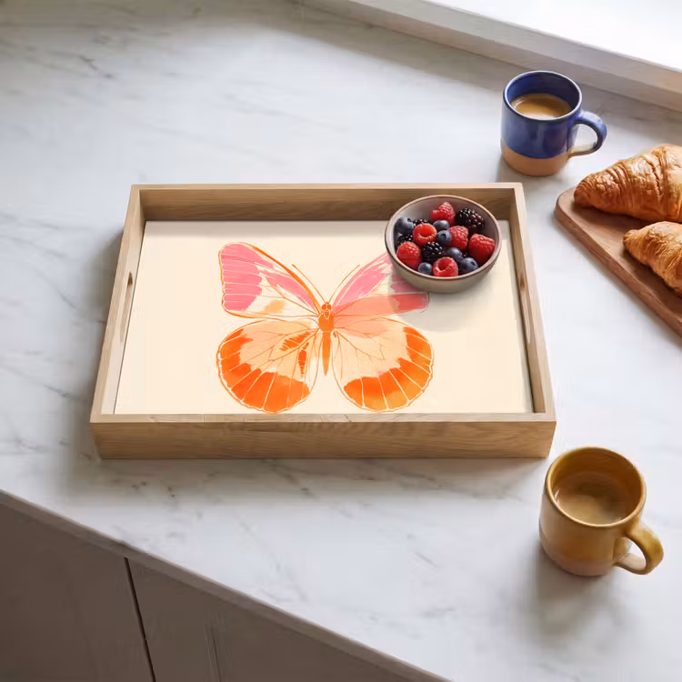 Dienblad - Oranje - Vlinder - Minimalistisch — 4