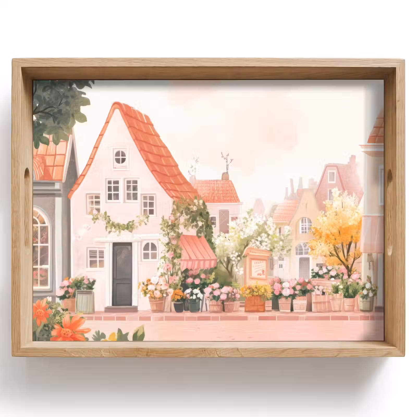 Dienblad - Bloemen - Huizen - Dorp — 1
