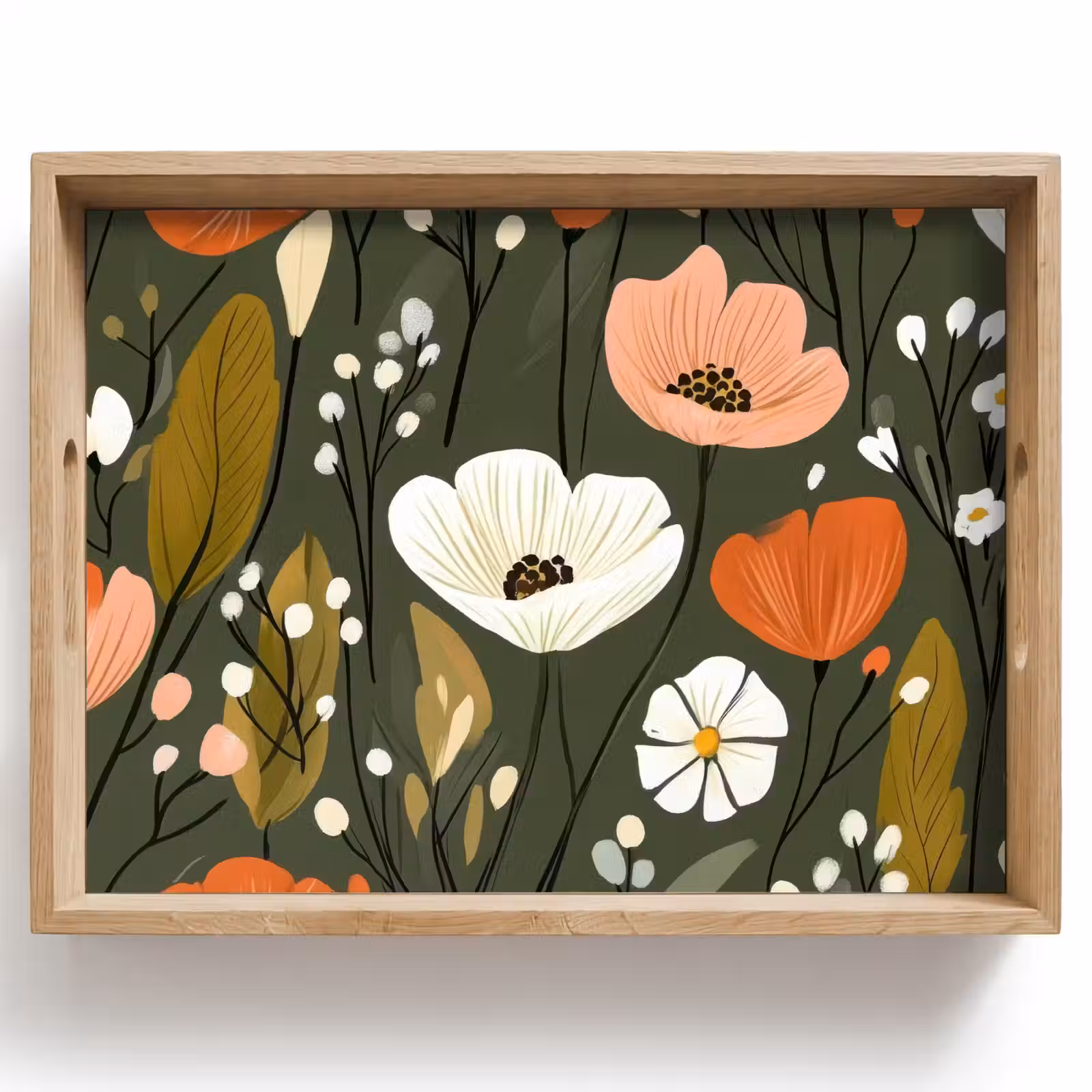 Dienblad - Bloemen - Illustratie - Groen — 1