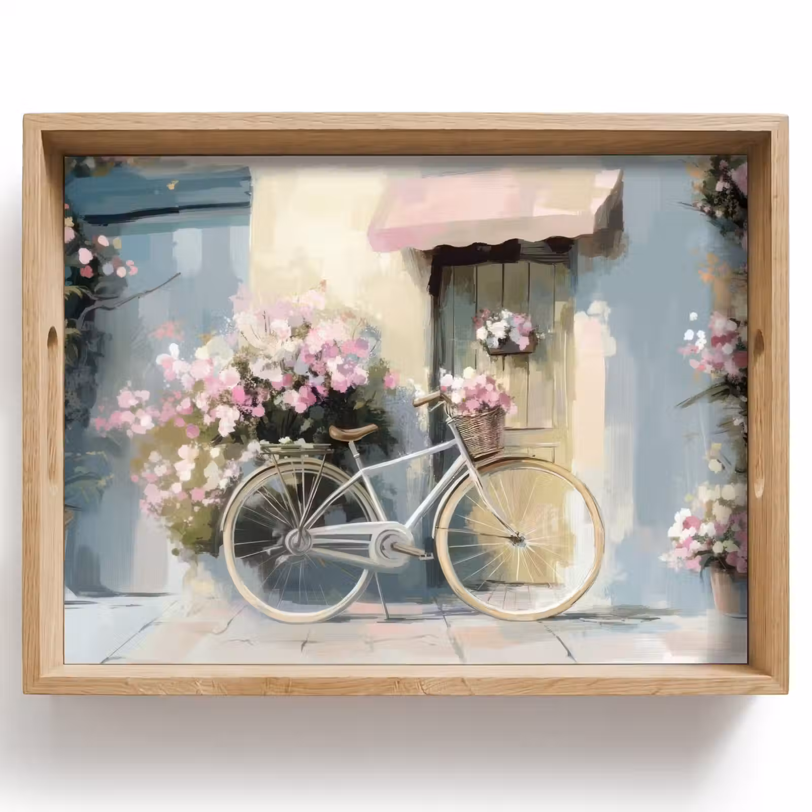 Dienblad - Fiets - Pastelkleuren - Bloemen — 1