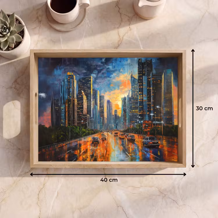 Dienblad - Auto - Skyline - Zon - Blauw — 9