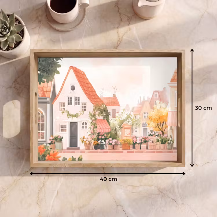 Dienblad - Bloemen - Huizen - Dorp — 9