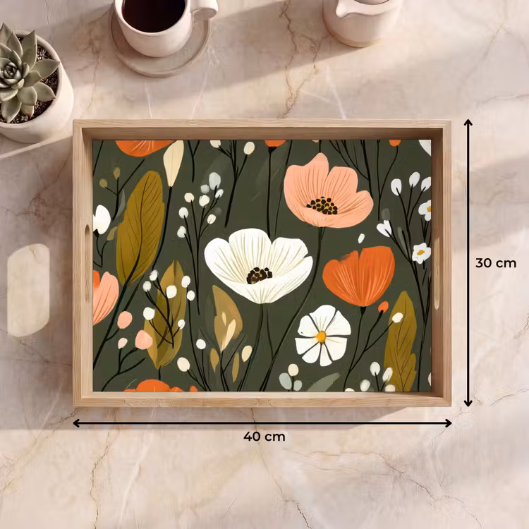 Dienblad - Bloemen - Illustratie - Groen — 9