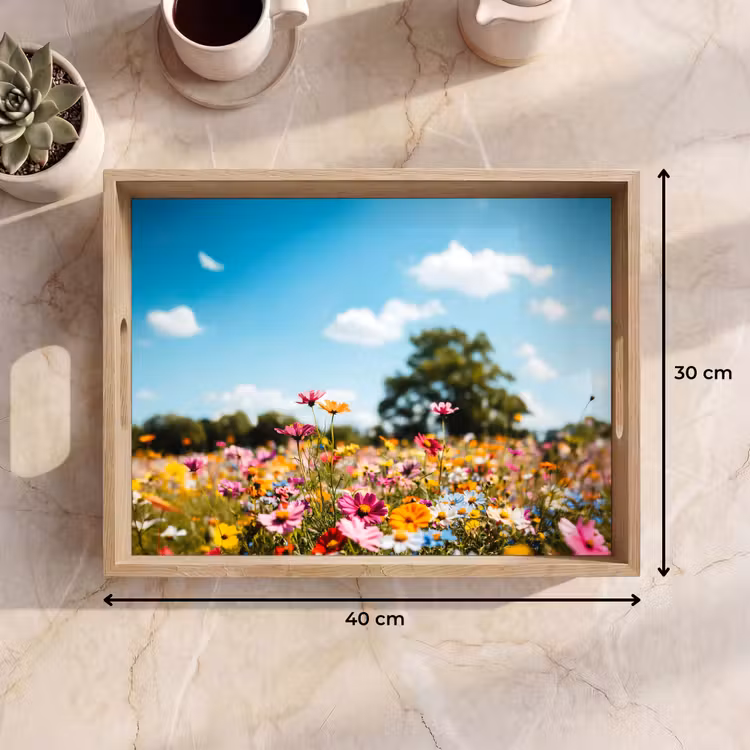 Dienblad - Bloemenweide - Blauw - Lucht - Kleuren — 9