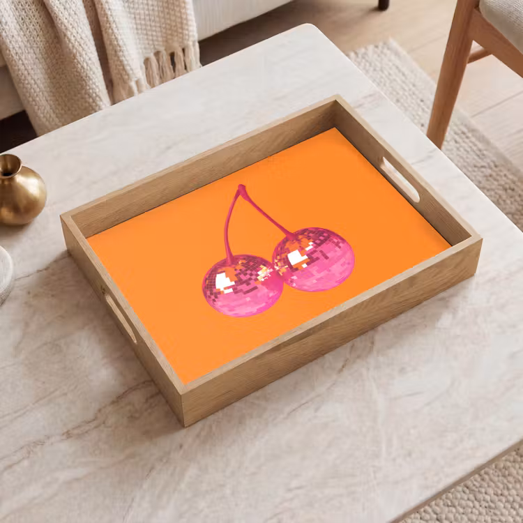Dienblad - Discoballen - Kers - Spiegels - Roze — 2