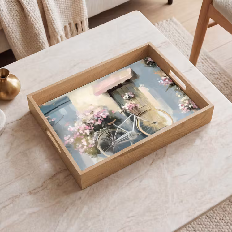 Dienblad - Fiets - Pastelkleuren - Bloemen — 2