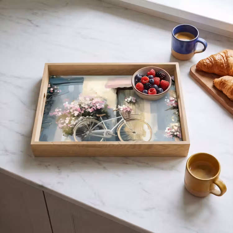 Dienblad - Fiets - Pastelkleuren - Bloemen — 4