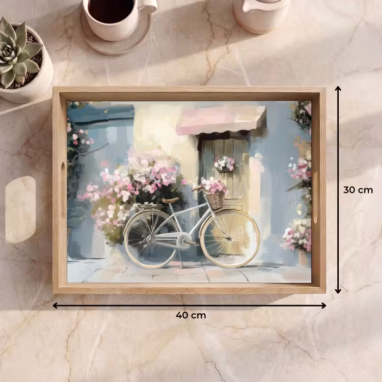 Dienblad - Fiets - Pastelkleuren - Bloemen — 9