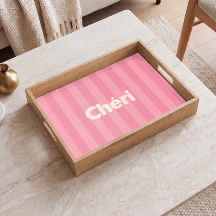 Dienblad - Gestreept - Roze - Chéri — 2