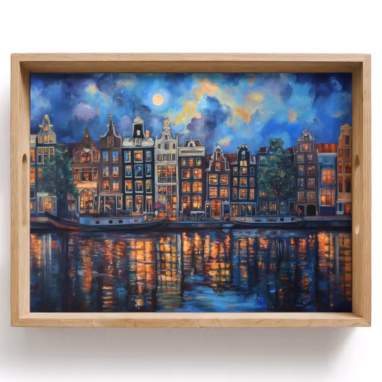 Dienblad - Grachten Amsterdam - Huizen - Stad - Kleurrijk — 1