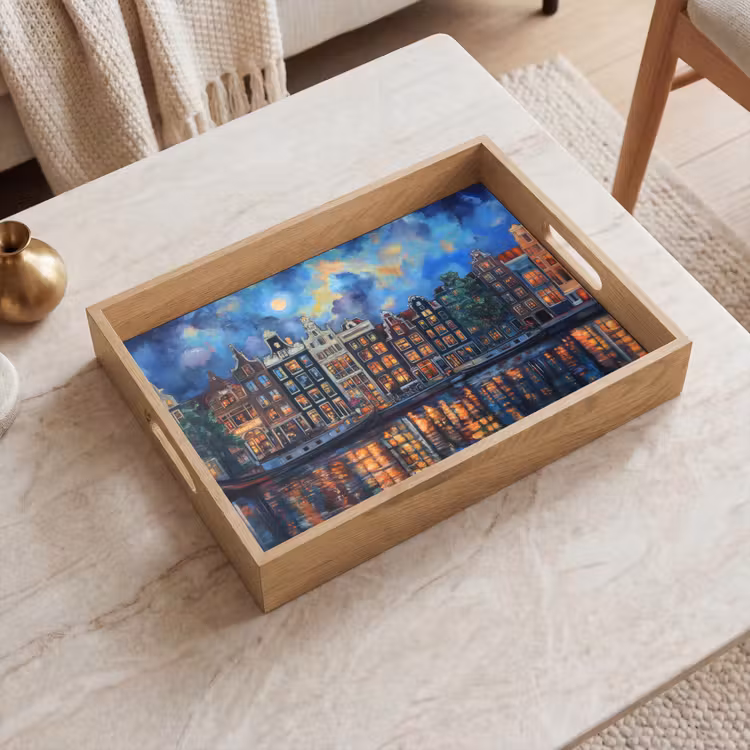 Dienblad - Grachten Amsterdam - Huizen - Stad - Kleurrijk — 2