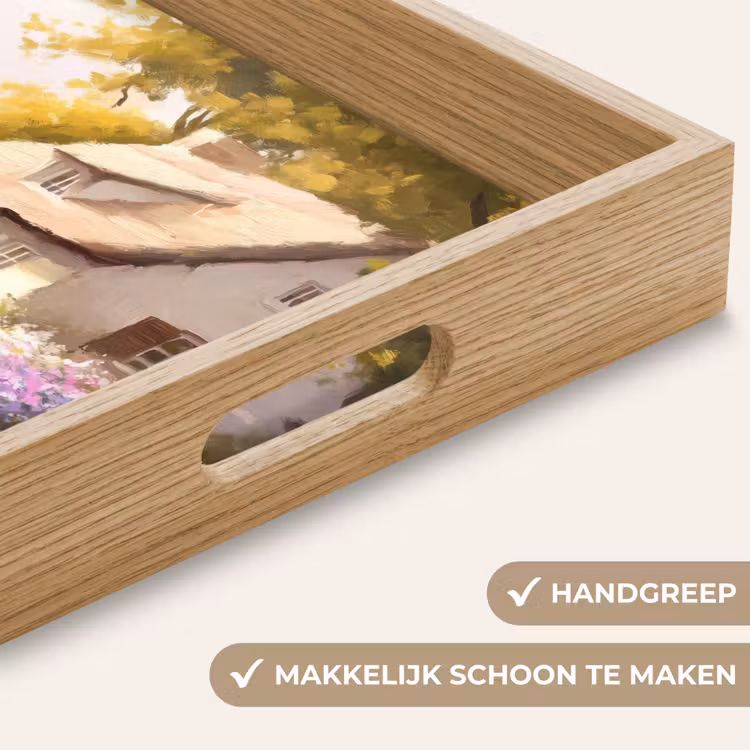 Dienblad - Huisje - Hout - Bloemen — 5
