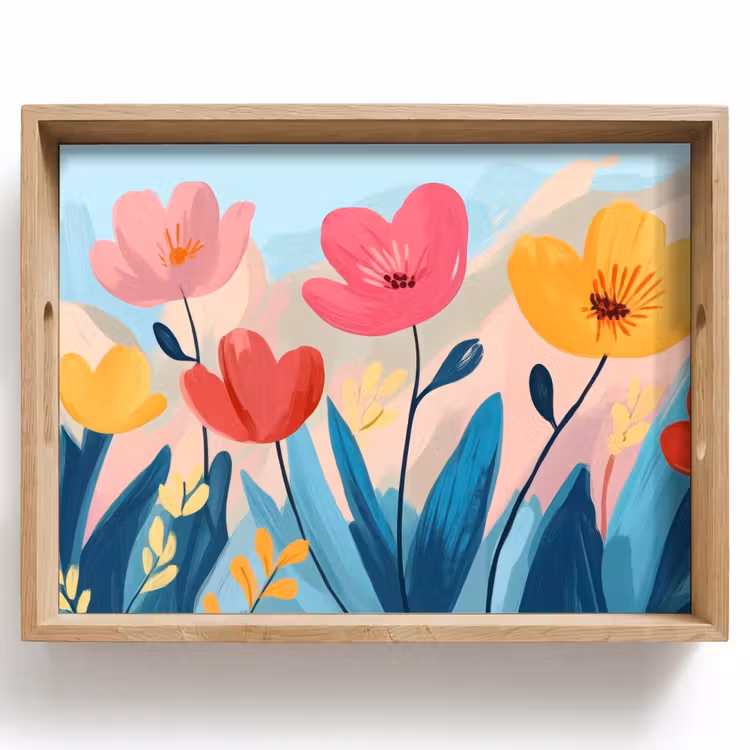 Dienblad - Illustratie - Bloemen - Kleurrijk — 1