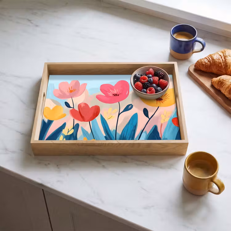 Dienblad - Illustratie - Bloemen - Kleurrijk — 4