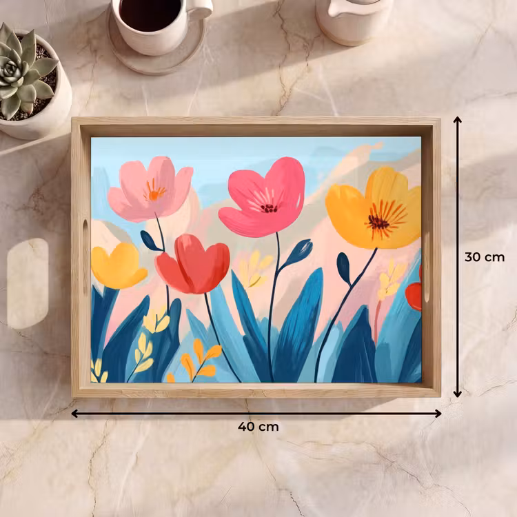 Dienblad - Illustratie - Bloemen - Kleurrijk — 9