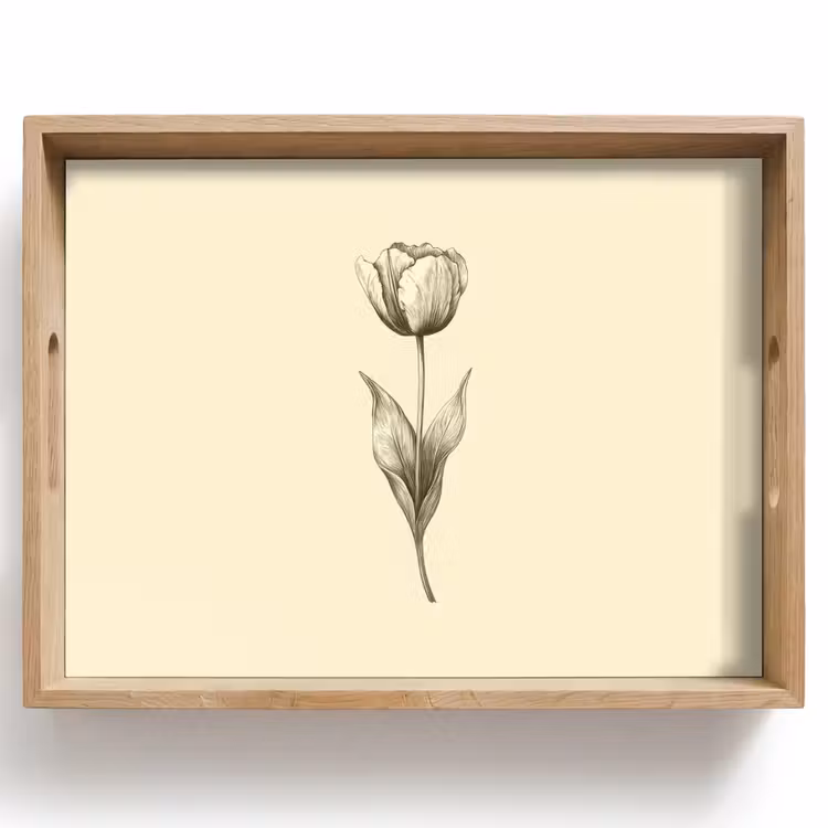 Dienblad - Illustratie - Tulp - Zwart — 1
