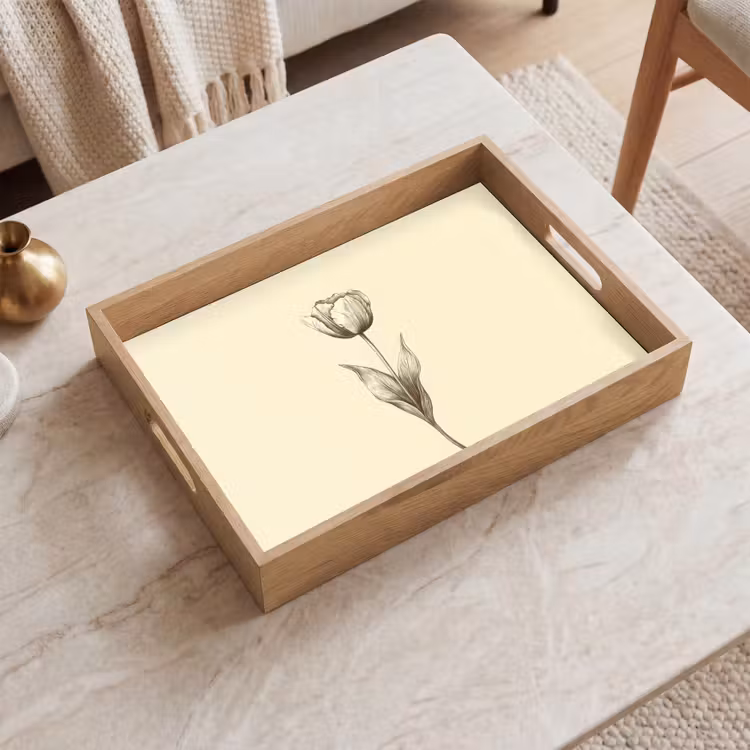 Dienblad - Illustratie - Tulp - Zwart — 2