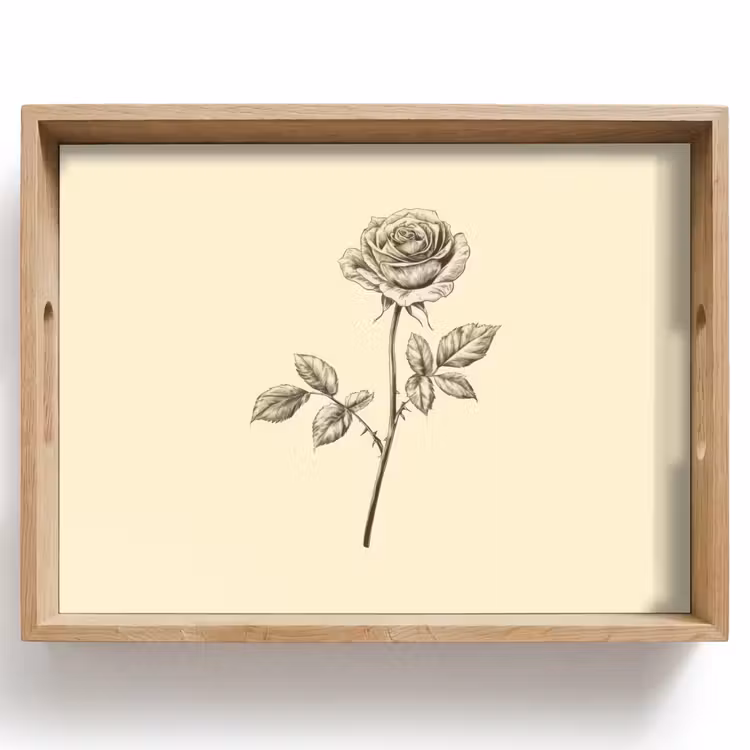 Dienblad - Illustratie - Zwart - Roos — 1