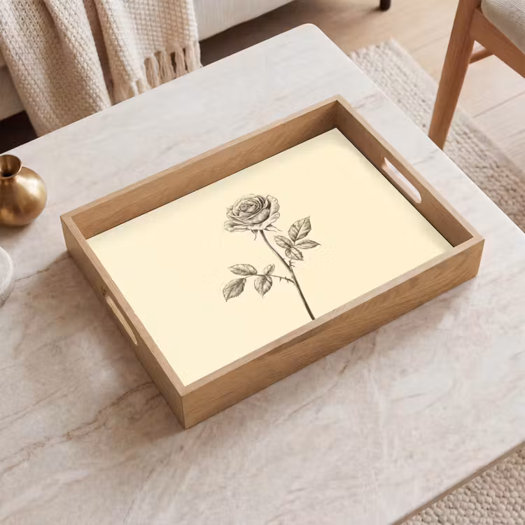 Dienblad - Illustratie - Zwart - Roos — 2