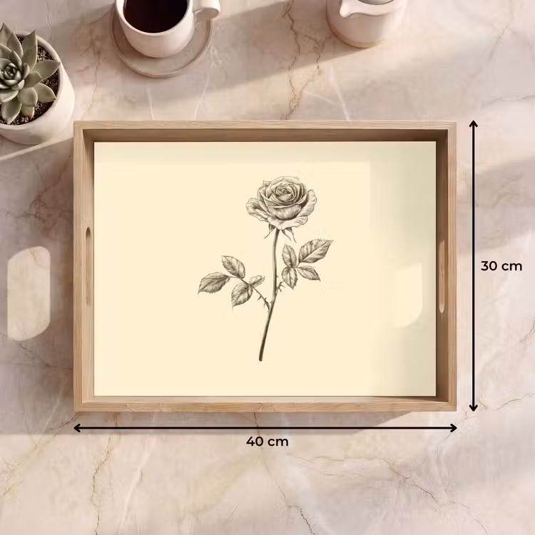 Dienblad - Illustratie - Zwart - Roos — 9