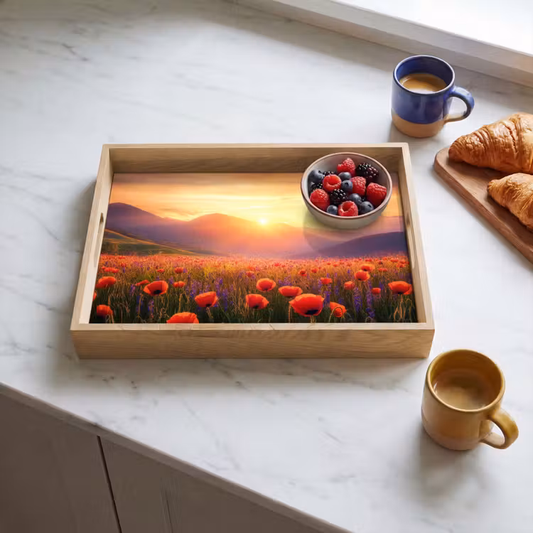 Dienblad - Landschap - Zonsondergang - Bloemenveld — 4