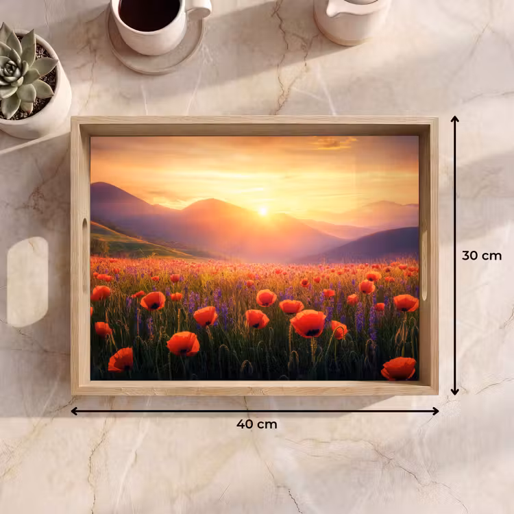 Dienblad - Landschap - Zonsondergang - Bloemenveld — 9