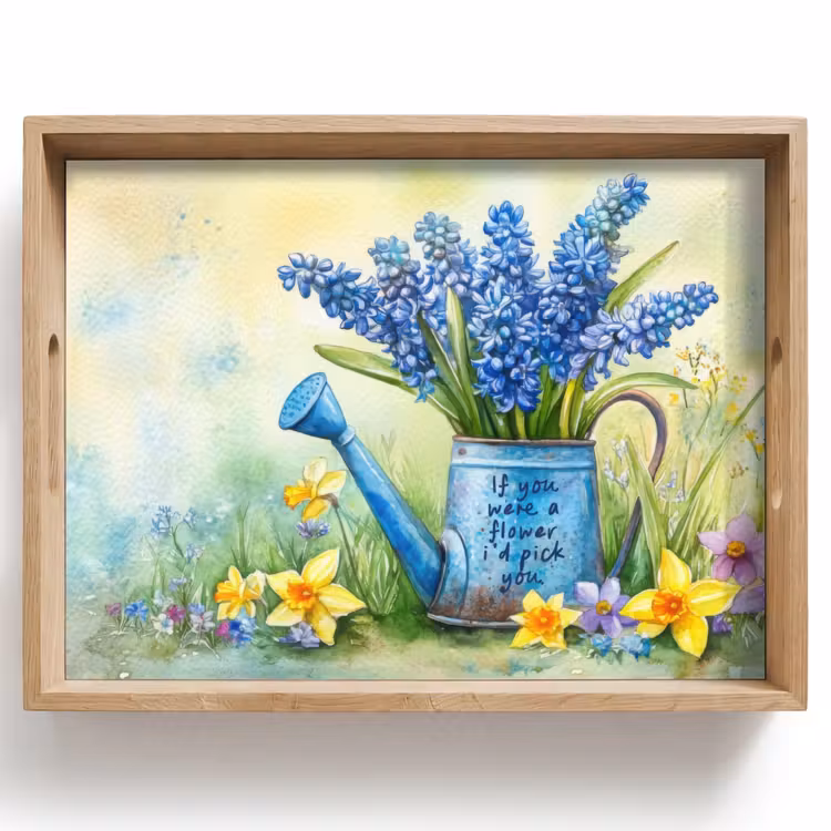 Dienblad - Lavendelbloemen - Quote - Gieter — 1