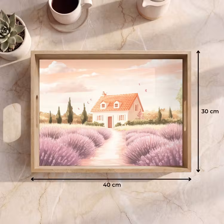 Dienblad - Lavendelveld - Huis - Paars — 9
