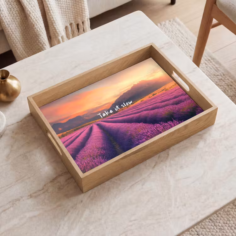 Dienblad - Lavendelveld - Quote - Zonsondergang — 2
