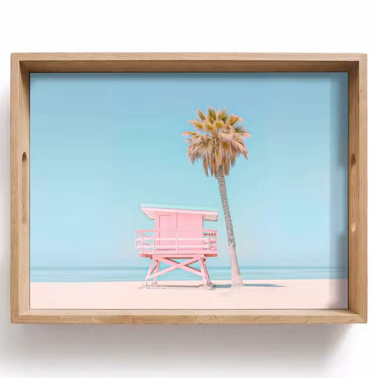 Dienblad - Palmboom - Strandhuis - Roze — 1