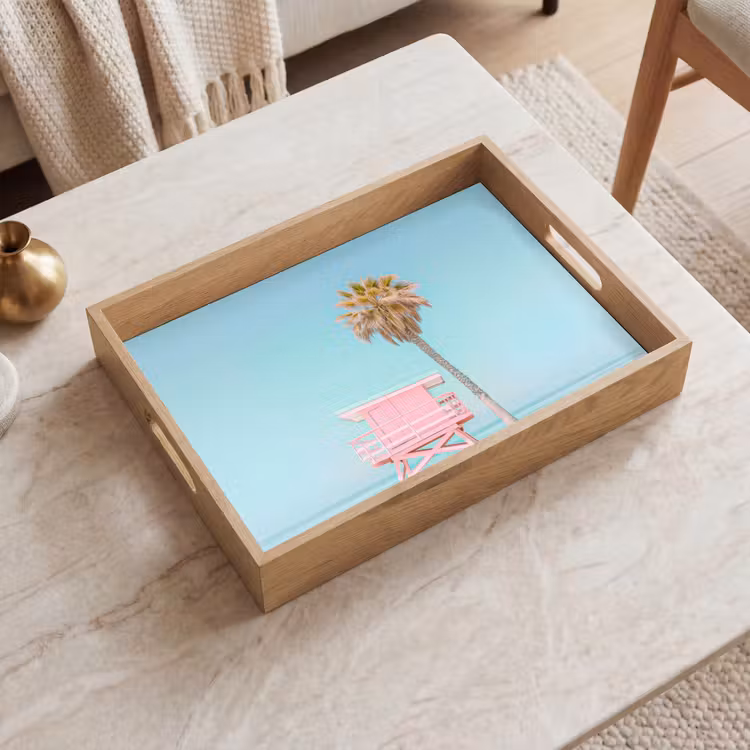 Dienblad - Palmboom - Strandhuis - Roze — 2