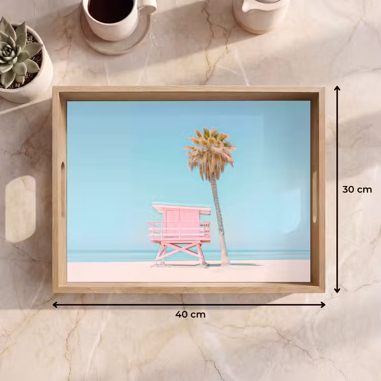 Dienblad - Palmboom - Strandhuis - Roze — 9