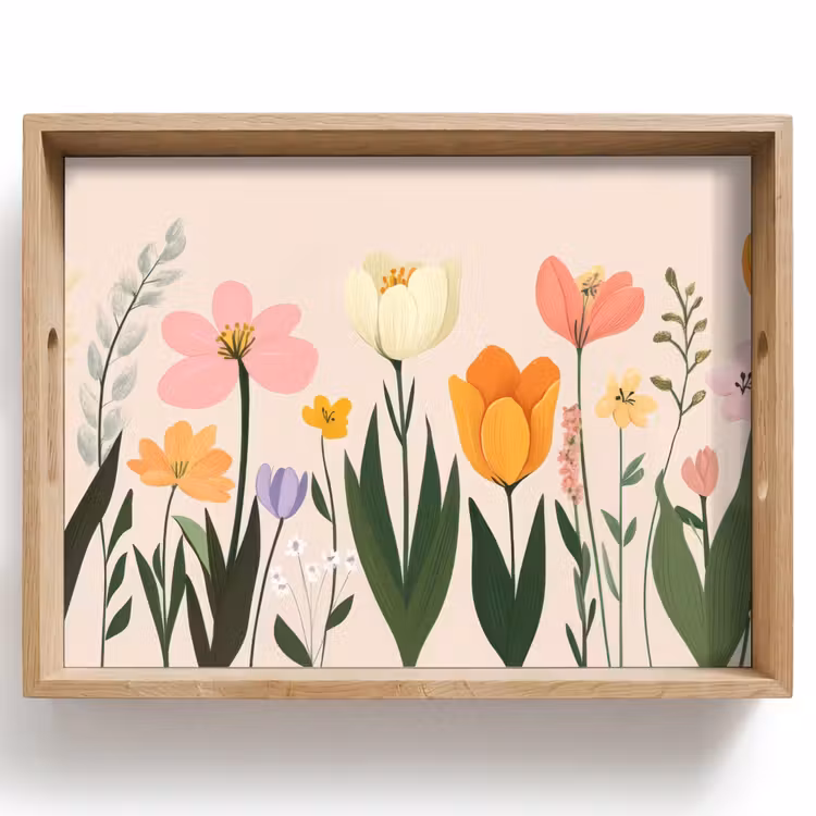 Dienblad - Pasteltinten - Bloemen - Illustratie — 1