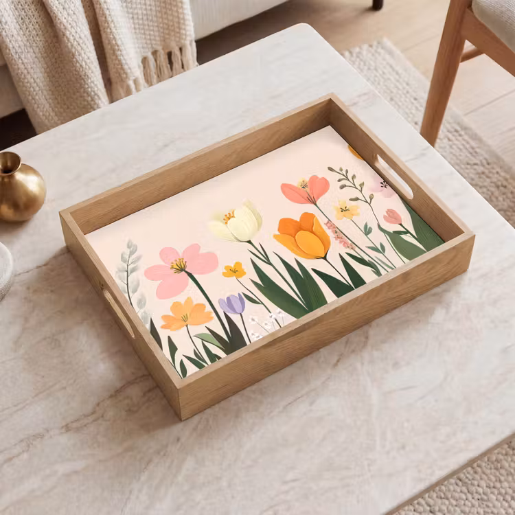 Dienblad - Pasteltinten - Bloemen - Illustratie — 2