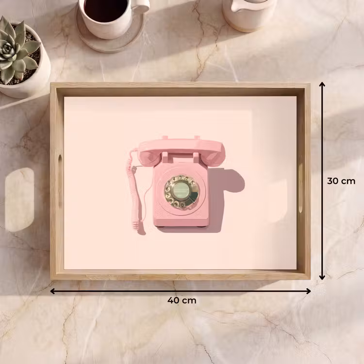 Dienblad - Draaischijftelefoon - Retro - Roze — 9